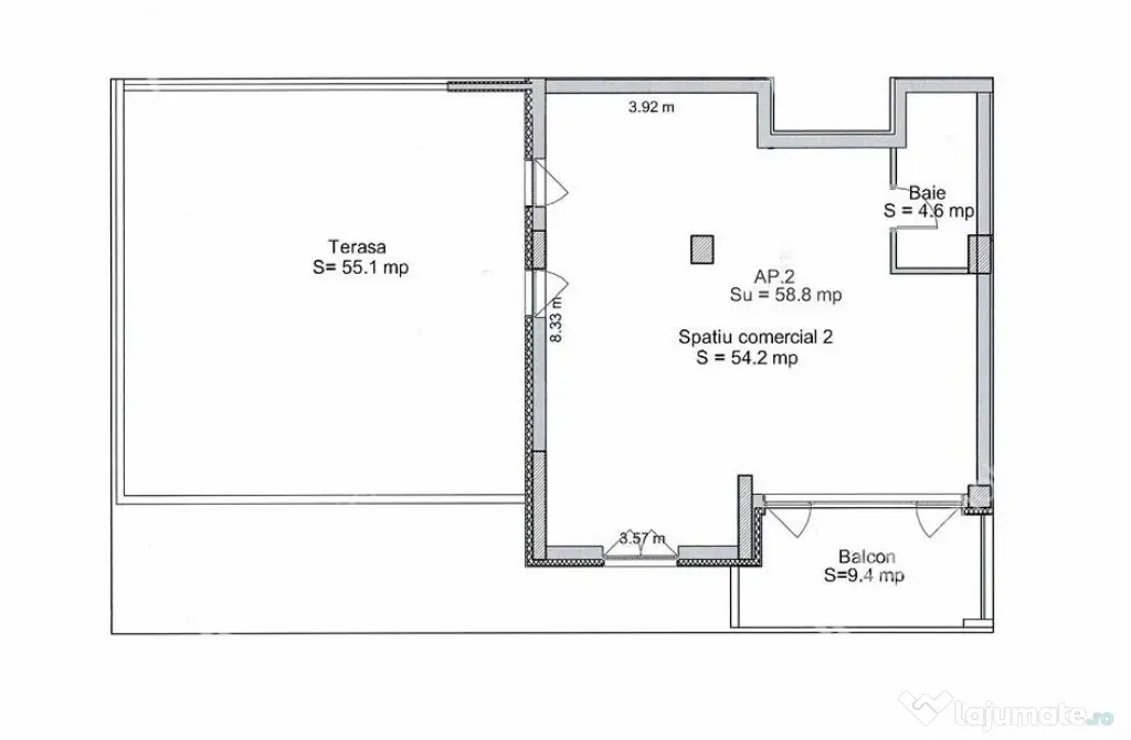Spatiu comercial de 59 mp cu terasa 55 mp si 2 locuri de par - Sibiu (Sibiu)