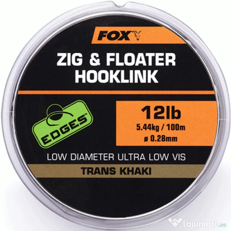 FOX FIR MONOFILAMENT FOX ZIG & FLOATER HOOKLINK, 100m 0.26mm/10lb