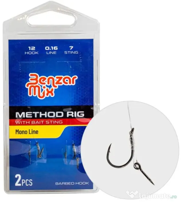 BENZAR MIX CARLIGE LEGATE BENZAR METHOD FEEDER RIG MONO BAIT STING, 2buc 0.20mm Nr 8