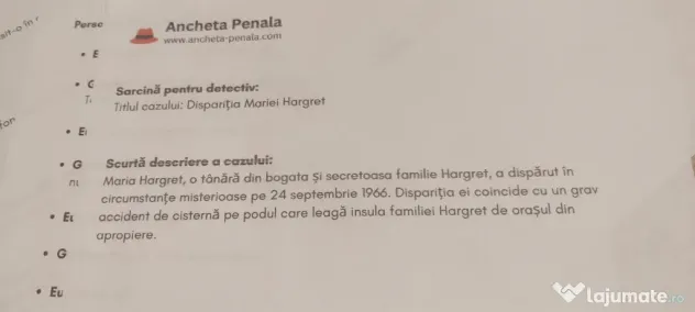 Jocul Ancheta penala - cazul Maria Hargret
