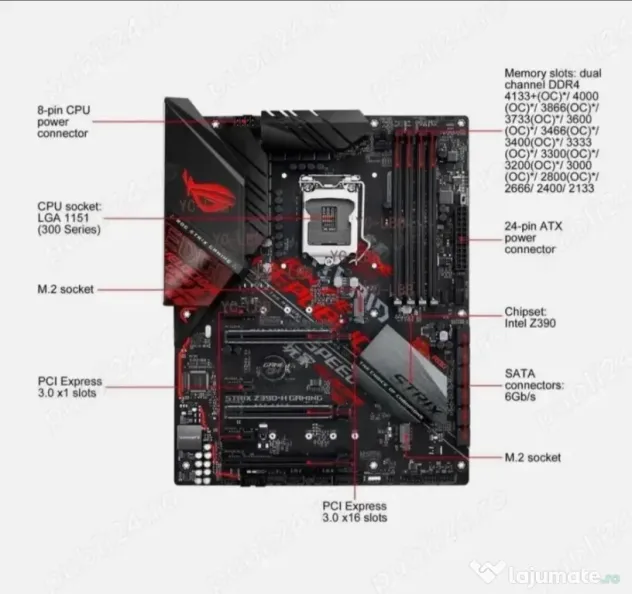 Placa de baza Asus Rog Strix Z390H Gaming LGA1151 ATX