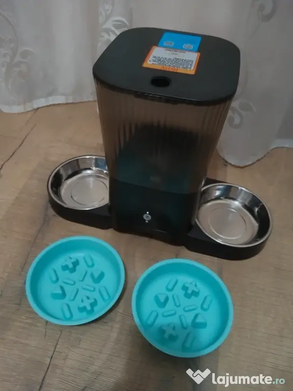 Hrănitor automat inteligent pentru pisici HoneyGuaridan, WiFi, Dual Bowl