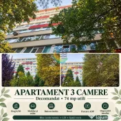 Apartament 3 camere, decomandat, mobilat și utilat, boxă și parcare ADP