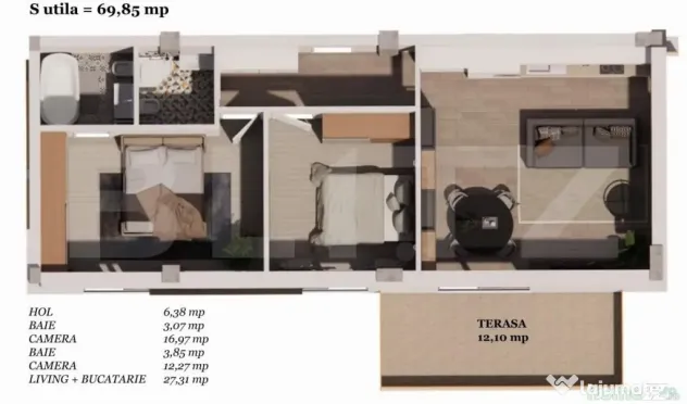 Comision 0! Apartament 3 camere, semifinisat, 70mp, zona Au - Cluj-Napoca (Cluj)