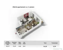Apartament 2 camere ,54 mp, zona Centrala in cel mai exclusi