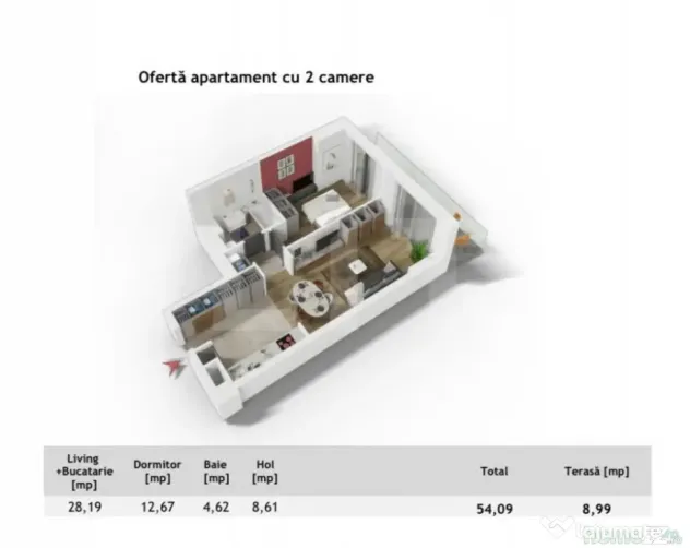 Apartament 2 camere ,54 mp, zona Centrala in cel mai exclusi - Cluj-Napoca (Cluj)