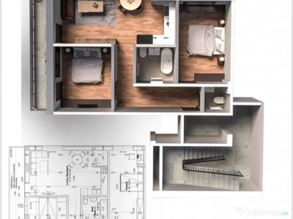 Apartament 3 camere decomandat cu 2 bai 2 balcoane Brag