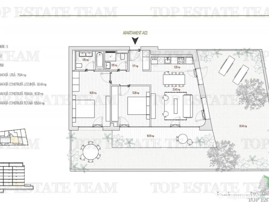 Apartament 3 Camere cu 92 mp gradina, bloc Boutique, Bucures