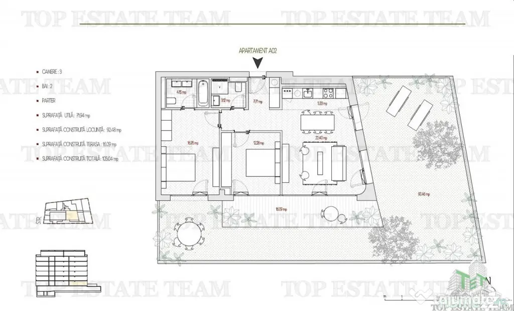 Apartament 3 Camere cu 92 mp gradina, bloc Boutique, Bucures