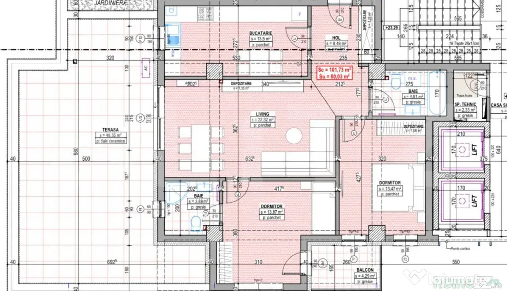 COMISION 0! Penthouse cu 3 camere, 80 mp+48 mp terasa, T. Vu - Suceava (Suceava)