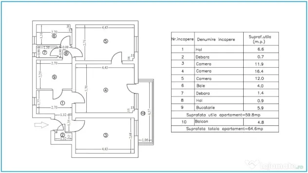 TRAIAN, APARTAMENT 3 CAMERE, BLOC REABILITAT