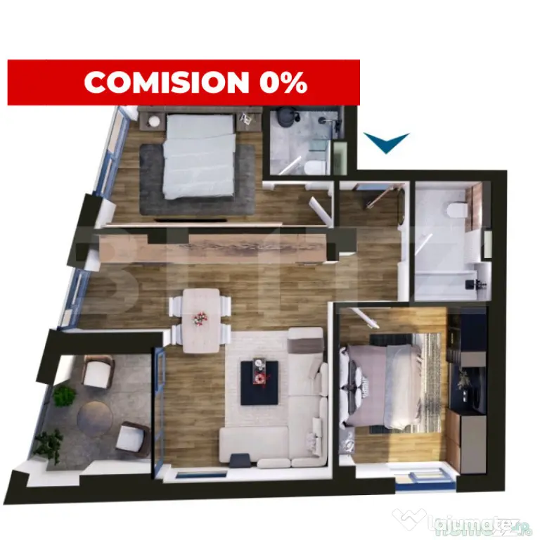 Comision 0 | Apartament de vanzare, cu 3 camere, 69 mp, zona - Timisoara (Timis)