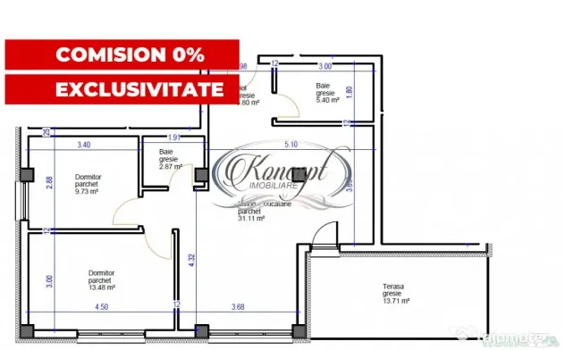 Apartament pe str. Sub Cetate, TVA si finisaje incluse in pr - Floresti (Cluj)