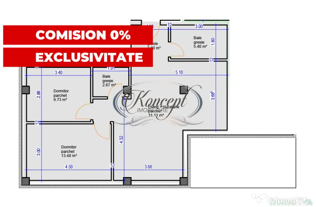 Apartament pe str. Sub Cetate, TVA si finisaje incluse in pr - Floresti (Cluj)