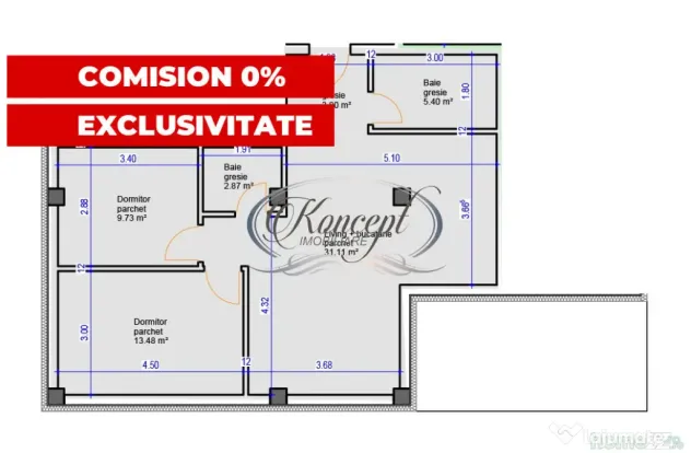 Apartament pe str. Sub Cetate, TVA si finisaje incluse in pr - Floresti (Cluj)