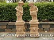 Set doi grădinari cu socluri, galben patinat, model S92-S27. 