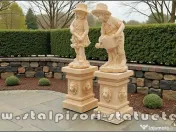 Set doi grădinari cu socluri, galben patinat, model S92-S27. 