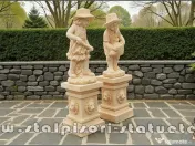 Set doi grădinari cu socluri, galben patinat, model S92-S27. 