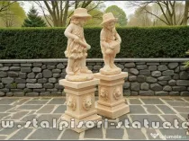 Set doi grădinari cu socluri, galben patinat, model S92-S27.