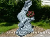 Statuetă jardinieră flori, gri patinat, model J12. 