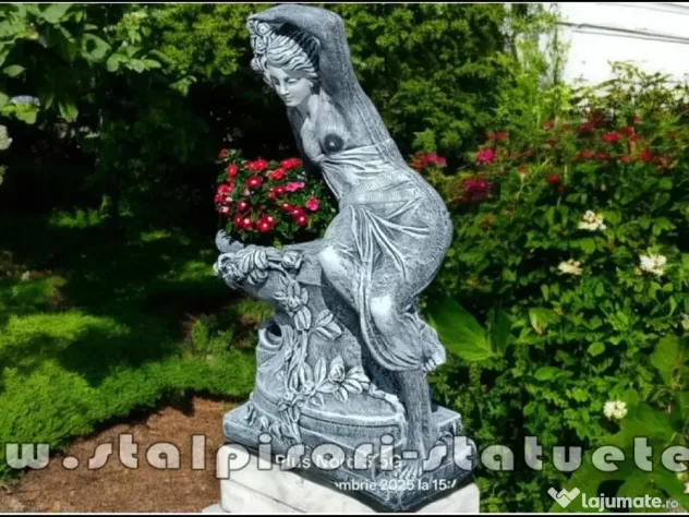 Statuetă jardinieră flori, gri patinat, model J12.