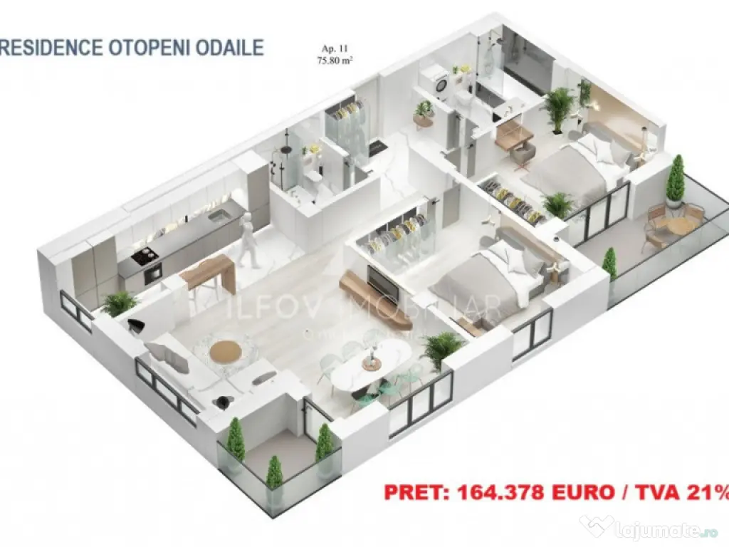Apartamente cu 3 camere cu terasa, lift, langa parc 1 Mai