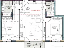 Apartament 3 camere, 2 bai, etajul 1, zero comision, Terra O