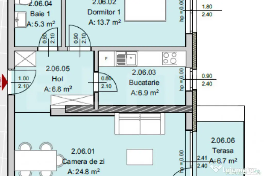 Apartament 2 camere, 57 mp, Terasa 7 mp, Imobil Nou, Semicen - Cluj-Napoca (Cluj)
