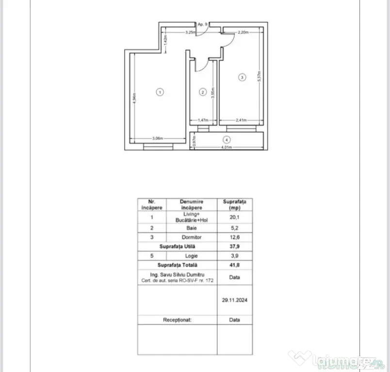 Apartament nou, 2 camere, 41,8 mp, Zona Ipotesti - Suceava (Suceava)