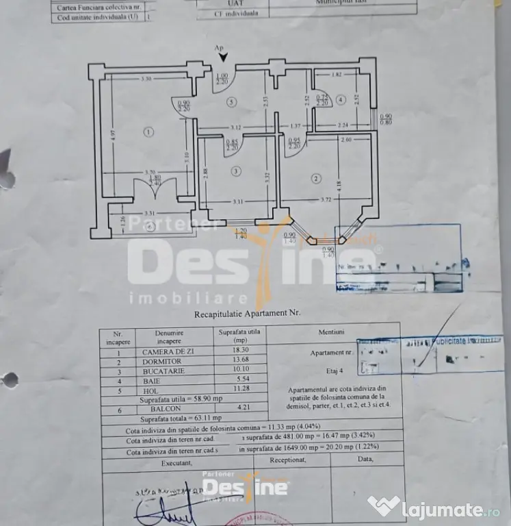 BUCIUM - Apartament 2 camere DECOMANDAT 63,11 mp + LOC DE PA