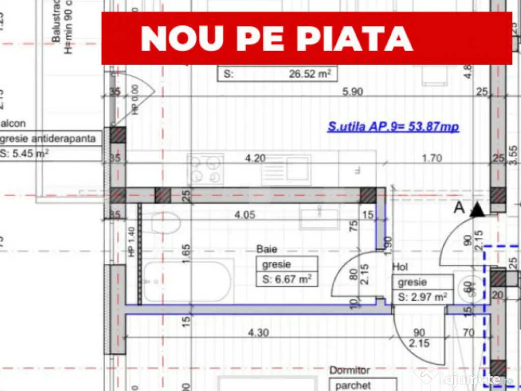 Apartament 2 camere decomandat – loc de parcare 54MP