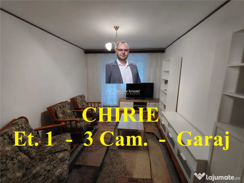 Oravita, Chirie, 3 Cam, Et. 1, Garaj Inclus, Zona Garii