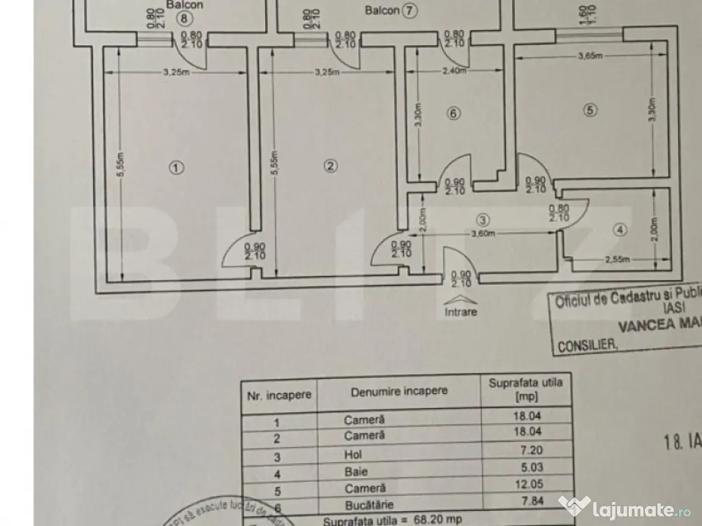 Apartament 3 camere, 68 mp, zona Popas Pacurari