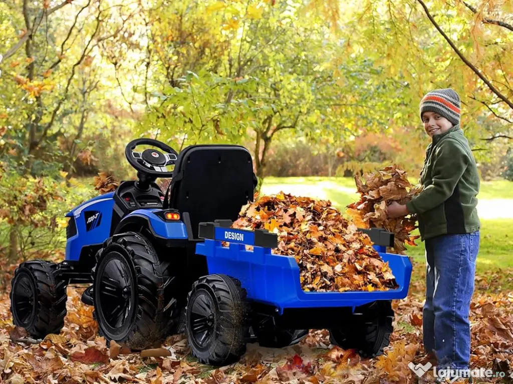 Tractor electric Kinderauto 720-T, 2x 45W 12V, cupa si incarcator Blue