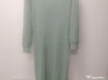 Rochie, culoare menta, tricotata, lunga
