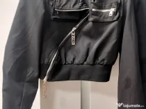 Geaca bomber scurta, pt. tineret cu fermoar pe diagonala