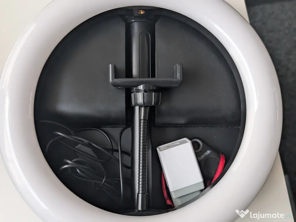 Lampa streaming LED Ring Light Hama SpotLight cu telecomanda bluetooth