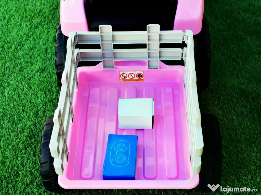 Tractoras electric Kinderauto BJ611 2x30W 12V cu remorca si RCv Pink