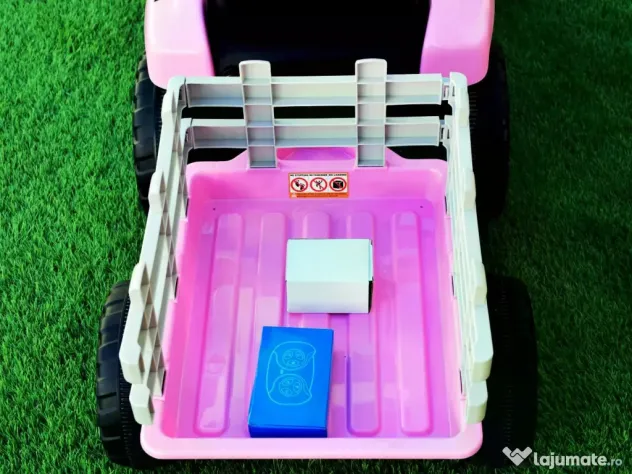 Tractoras electric Kinderauto BJ611 2x30W 12V cu remorca si RCv Pink