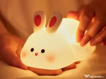 Lampă de veghe pentru copii – Iepuraș din silicon, lumină LED reglabilă