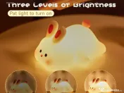 Lampă de veghe pentru copii – Iepuraș din silicon, lumină LED reglabilă 