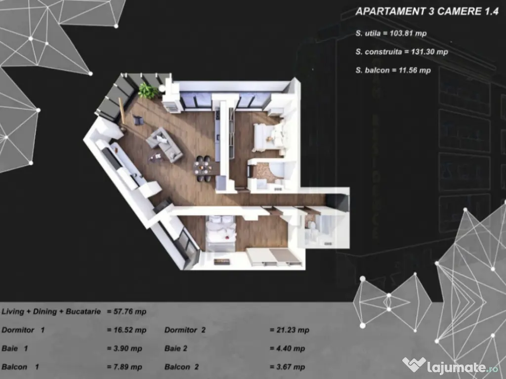 Tomis Plus apartament 3 camere nou incalzire pardoseala lift