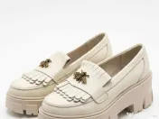 Mocasini dama Bej din piele naturala 