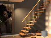 Scara Torino - modulara, lemn fag lacuit + structura metal 