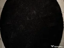 Covor negru pufos rotund 2 metri