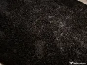 Covor negru pufos rotund 2 metri 