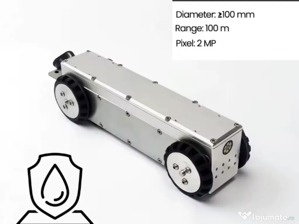 Mini robot inspecție conducte 100 mm – IP68, WiFi, cablu 150 m, industrial