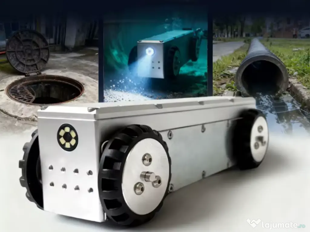 Mini robot inspecție conducte 100 mm – IP68, WiFi, cablu 150 m, industrial