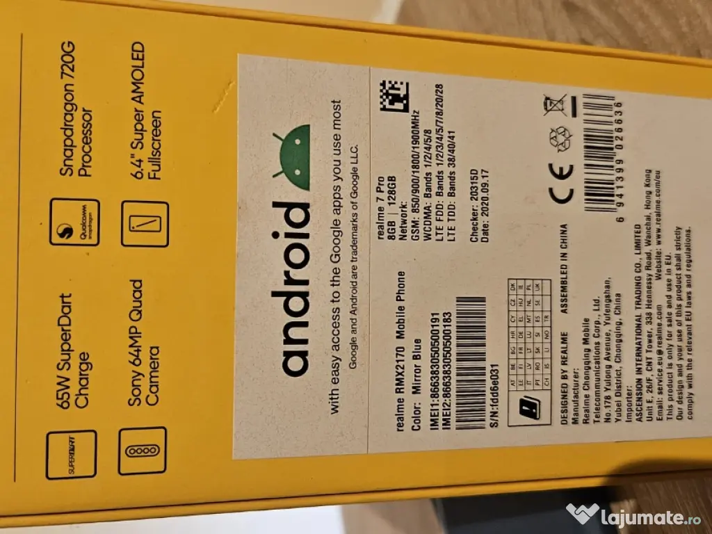 Realme 7 PRO fullbox + bratara fitness