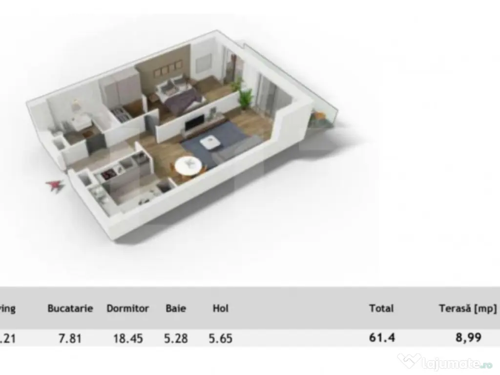 Apartament 2 camere, compartimentare ideală + terasă, Cent